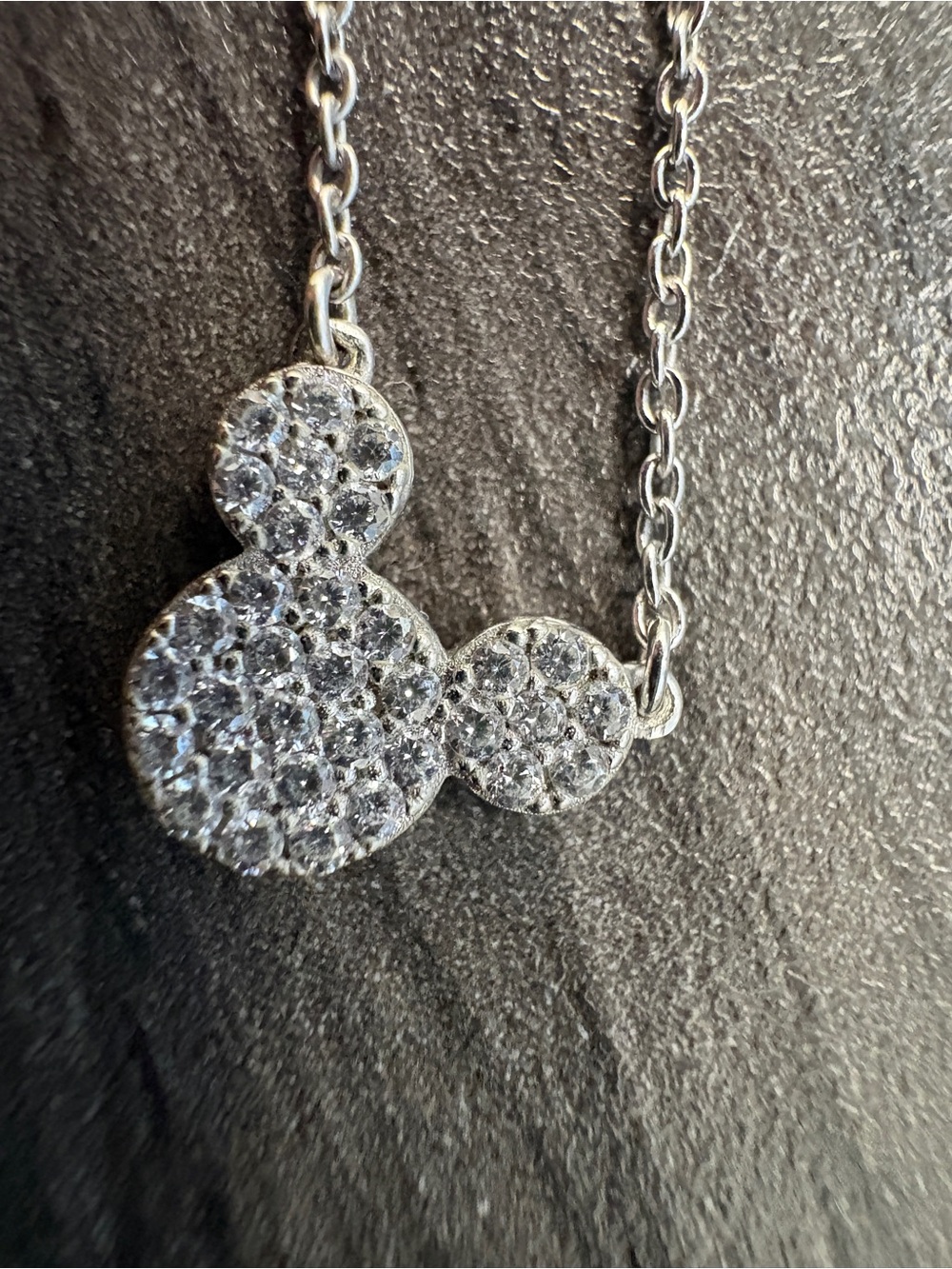 Sterling Silver Crystal Mickey Pendant Necklace
